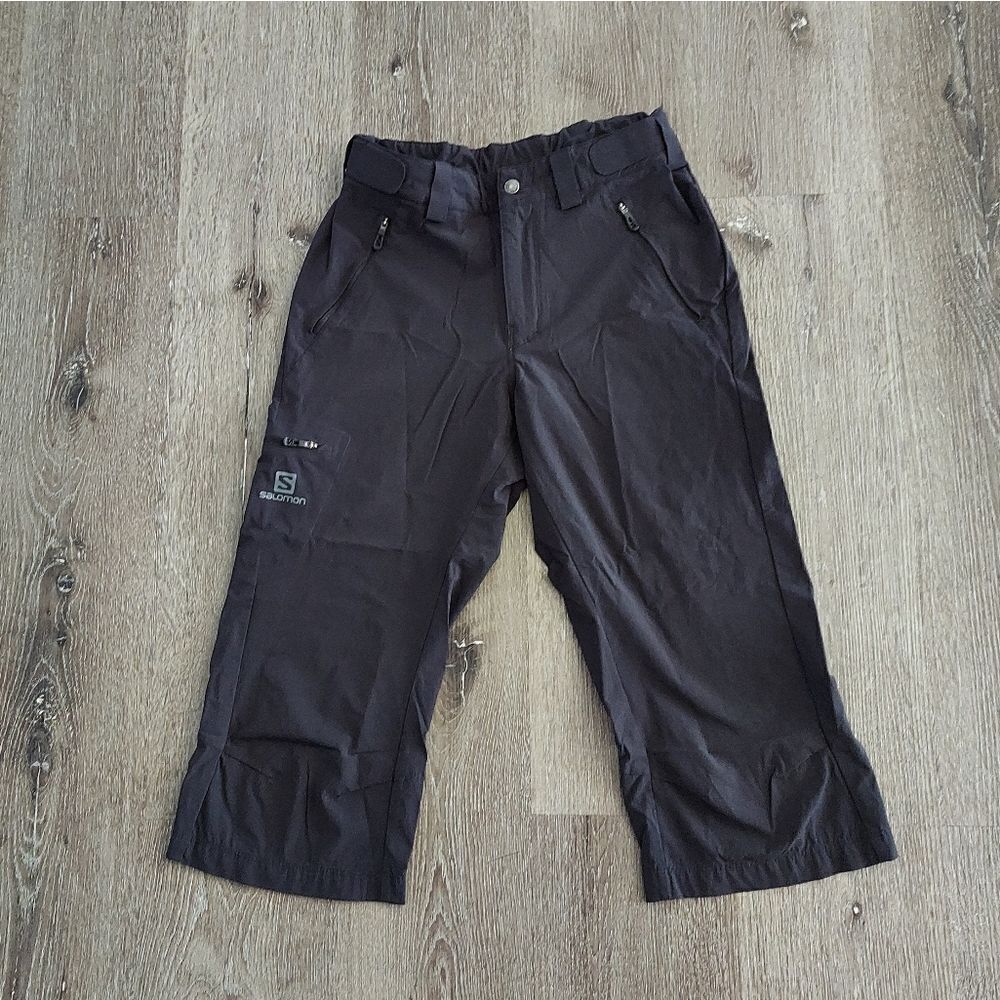 Salomon Clima Wind Adjustable Waist Nylon Capris Pants Stretch Womens Sz US 32